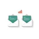 Illustration of a connected email automation flow